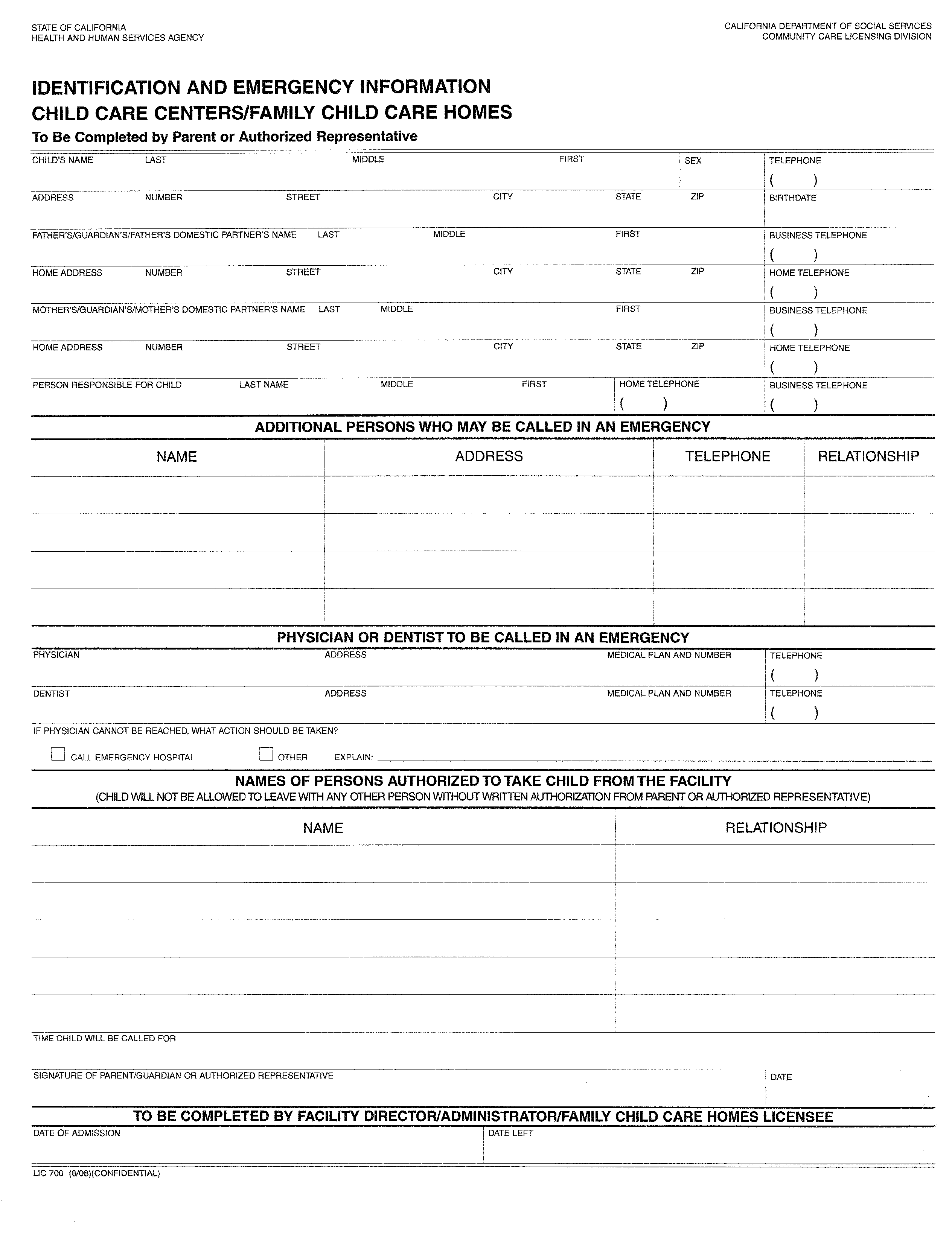 California Child Care Licensing Handbook Daycare Enrollment Forms California Child Care Licensing Handbook Daycare Enrollment Forms